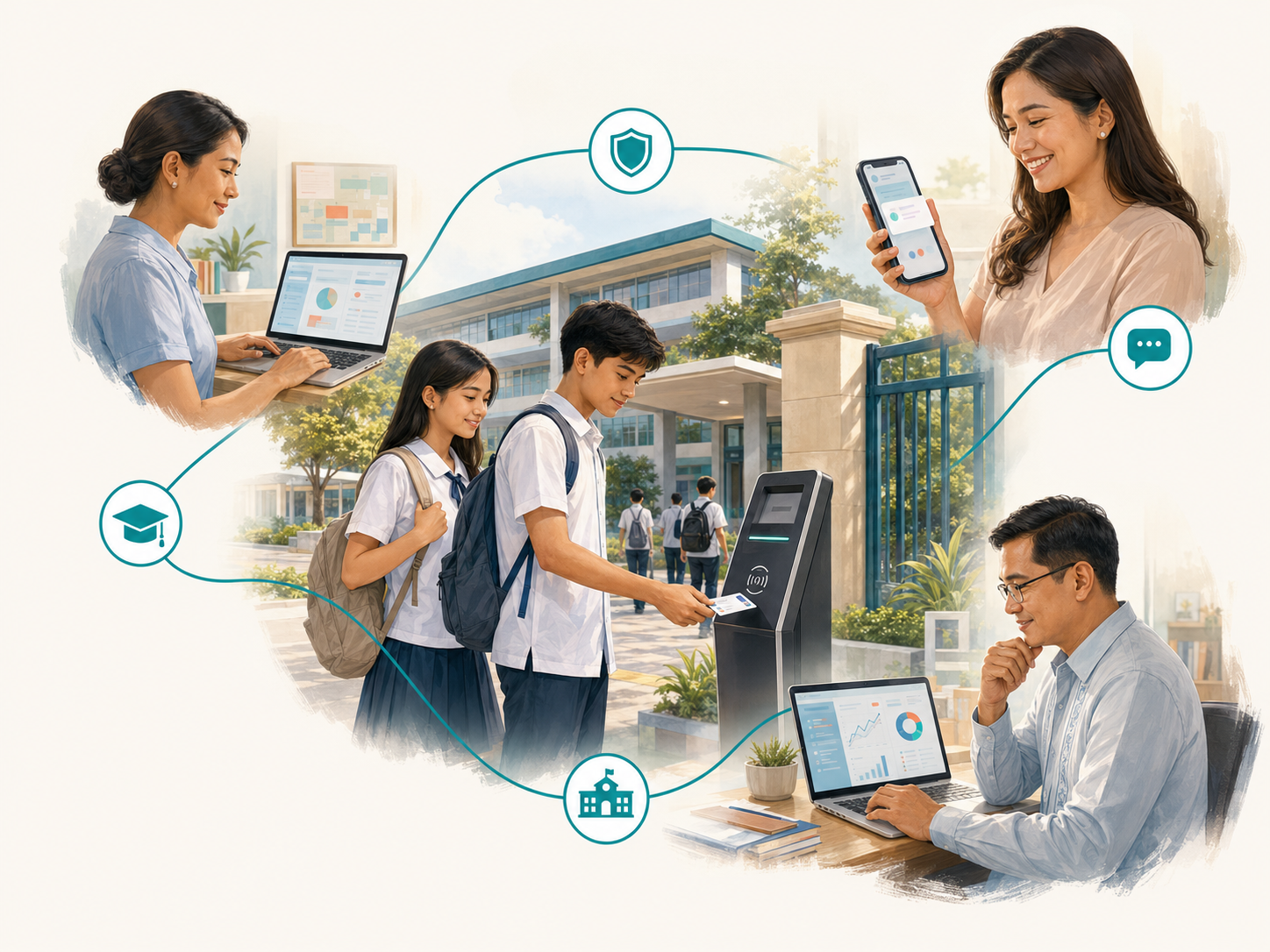 A connected Philippine school community using COMMUNIFY for RFID attendance, learning, parent communication, and school oversight